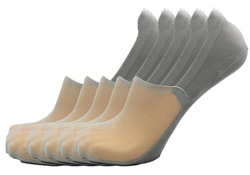 Mona's Choice 5-Pack Gel Lined Mens Slipper Socks (Light Grey, US Footwear Size System, Adult, Men, Numeric, Wide, 11)