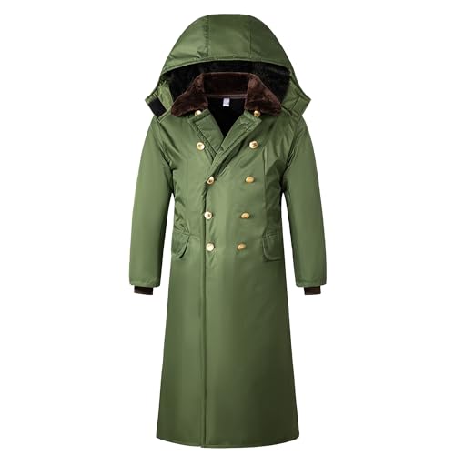 Men'S Military Work Trench Coat Long Wool Blend Overcoat Casual