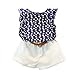 Flashing boy Baby Toddler Girls Summer Outfits 2-7 Years Kids Flower Print T-Shirt Sleeveless Top Belt Shorts Pants Set (Blue, 6-7 Years)