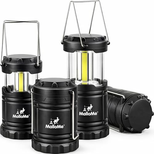 MalloMe LED Camping Lantern, Battery Powered Lanterns for Power Outages, Portable Hanging Collapsible Camping Lights for Outdoor, Home, Emergency, Hurricane Lamp Survival Outage Light 3 x AA Operated