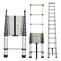 Telescoping Ladder 14.5ft Aluminum Telescopic Extension Ladder Extendable Ladders with 2 Detachable Hooks Portable Lightweight Safety Lock Design Best for Household Daily or RV Work 330 Pound Capacity