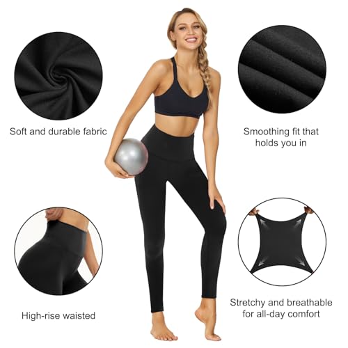 TNNZEET 7 Pack Leggings for Women - High Waisted Yoga Pants with Pockets Black Leggings Women Full Length & Capri