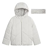 Jessica Simpson Girls' Heavyweight Hooded Puffer Jacket with Cozy Headband Winter Coat, Cream