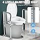 Auveach Toilettensitz für Senioren mit Armlehnen und Deckel (9 cm Höhe), 4 Höhen- und Breitenstufen verstellbar, Bideterhöhung, bequemer Toilettensitzerhöhung, für Behinderte, Schwangere, ältere