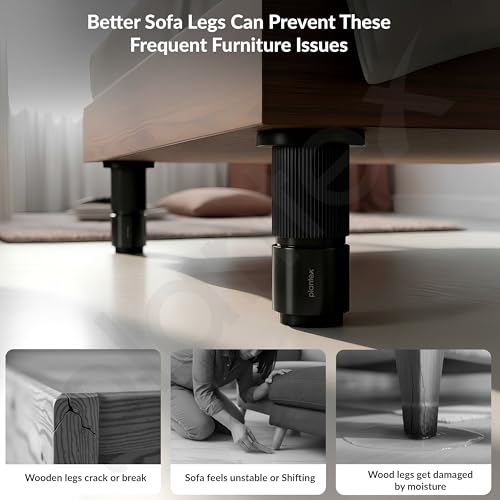 Image of Plantex 3 Inch Sofa Leg for Bed Furniture /Aluminium Sofa Leg for Table /Support Legs /Furniture Leg - Pair of 1 (2 Piece) (DTS-77, Black)