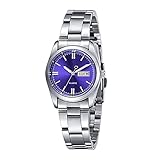 時計プレス 女性の腕時計レディースクォーツ時計腕時計女性ステンレス鋼日付ギフトヤル女性アナログ腕時計ステンレス鋼拡張バンド (A, One Size)