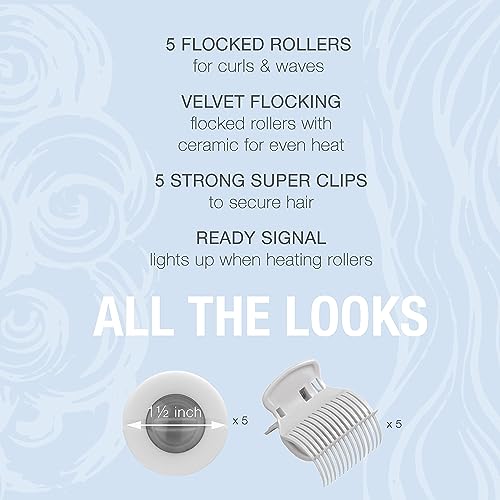 Image of Conair Double Ceramic Hot Rollers for Long,Medium & Short Hair,5 Ceramic Flocked 1-Inch Heated Hair Rollers with Clips,Hot Curlers for Women,Volume & Curls,Dual Voltage,Pink /White,(Pack of 6)