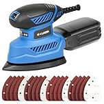 GLAXIA 130W Detail Sander, 13000RPM Compact Sander with Sandpaper 20pcs & Dust Collection, for Woodworking/Metal/Wall Polishing