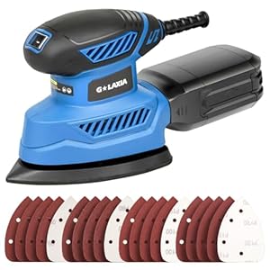 GLAXIA 130W Detail Sander, 13000RPM Compact Sander with Sandpaper 20pcs & Dust Collection, for Woodworking/Metal/Wall Polishing