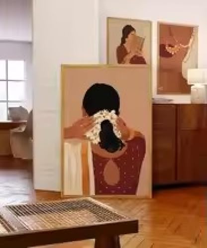 Affiche abstraite de femmes noires peinture murale bohème et impression sur toile 50x70 cm