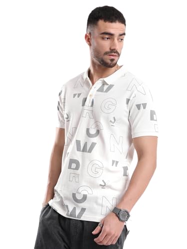 Image of WROGN Men's Typographic AOP Slim Fit Polo T-Shirt