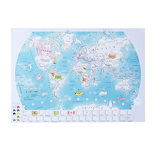 Doodle Coloring Wereldkaart voor kinderen - Wereldkaart voor kinderen voor de avonturier - Wereldkaart Poster - 84 x 59