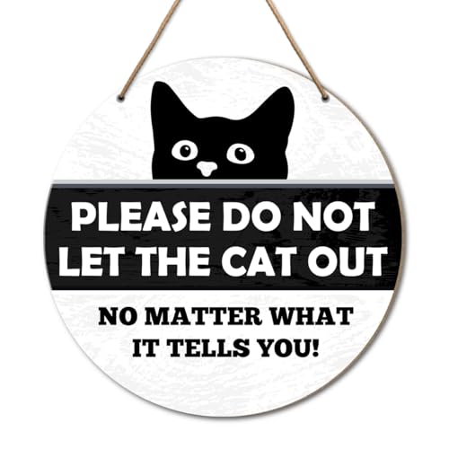 Cat Sign for Front Door, Keep Door Closed Sign for