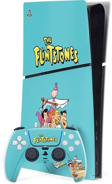 Skinit Decal Gaming Skin Compatible with PS5 Slim Digital Edition Bundle - Officially Licensed The Flinstones The Flintstones Pattern Design