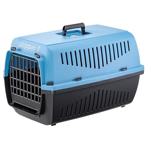 Ferplast Katzentransportbox SKIPPER 2, Hundetransportbox, Haustiertransportbox für kleine Hunde und Katzen bis 8 kg, Hundetransportbox, Katzentransportbox, 55x36xH 33 cm, aus Kunststoff mit Klappgriff