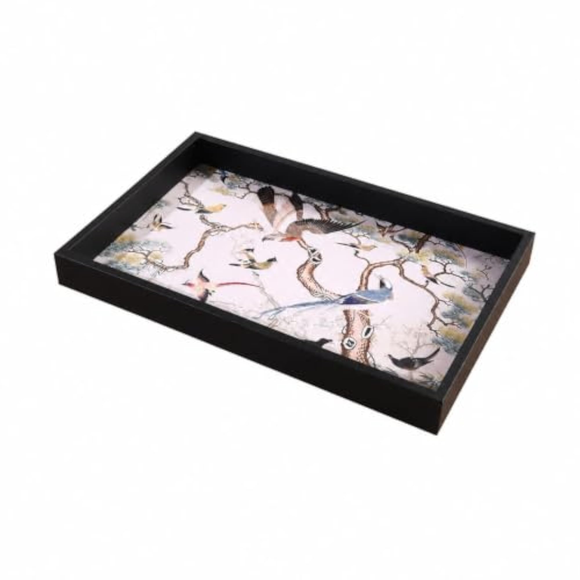 Multipurpose Rectangular Wooden Tray with Raised Sides