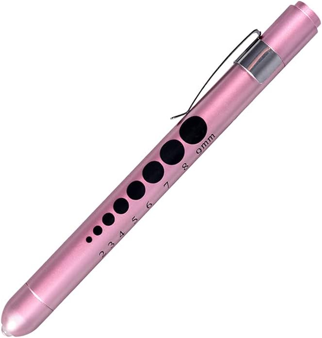 Aokin Medical Pen Light for Nurse Doctor, Reusable LED Medical Penlight Flashlight with Pupil Gauge and Ruler, White Light, Rose Gold