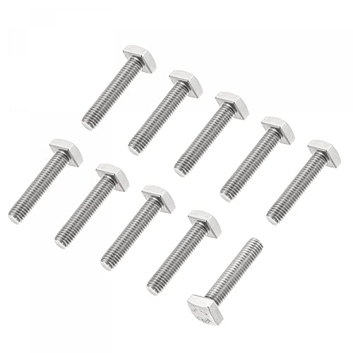 Image of uxcell Square Head Bolt, 10pcs M5x20mm Fully Thread 304 Stainless Steel Grade C Square Machine Screws