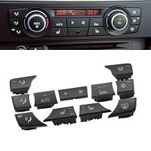 11PCS AC Control Switch Air Conditioning A/C Heater Fan Volume Knob Button Max Climate Cap Cover Replacement for BMW 1 Series E81 E82 E87 E88, 3 Series E90 E91 E92 E93, X1 E84 X3 F25