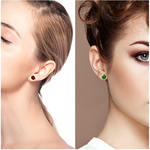 12 Pairs 4Mm Birthstones Ear Piercing Studs Hypoallergenic Stainless Steel Rhinestone Earring Pin Studs Setting With Butterfly Earring Backs For Women Men Girls, 12 Colors #TOP6