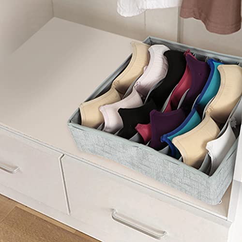 Image of HOKIPO Fabric Undergarment Organizer Storage Box For Drawers Bra Panty Socks Tie Lingerie Organizer For Wardrobe (In-335-Gry)