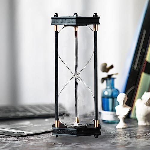 Fillable Hourglass Timer, Hexagon Wooden Frame Decorative Sand Timer (Empty Hourglass, Large Size)
