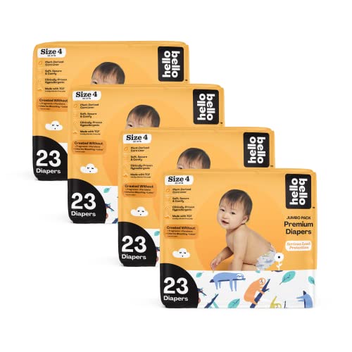 Image of Hello Bello Baby Diapers - Size 4 - Sleepy Sloths - 92 Count (4 Packs of 23)