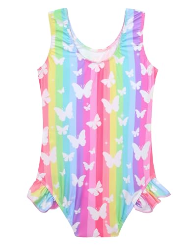 Image of Snowheart Girls Bathing Suit Toddler Swimsuit Girl Hawaiian Floral Ruffle One-Piece Breathable Swimwear 4-10T