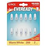 Eveready G4 Halogen Light Bulbs, 20W, 12V, 2-Pin Base, Clear Capsule, Warm White, Dimmable, 12-Pack
