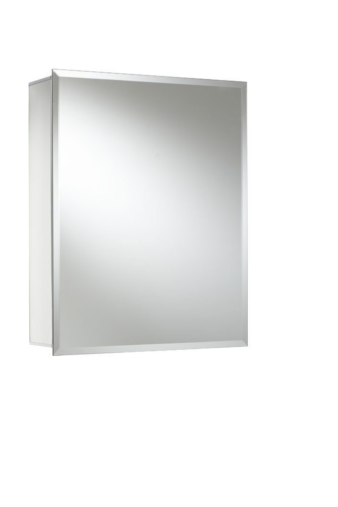 Croydex Winster Aluminium Bathroom Mirror Cabinet - Easy Hang 'N' Lock Installation, Bathroom Wall Cabinet with Two Adjustable Shelves, Double Mirrored Doors and Fully Assembled (40.5x51cm)