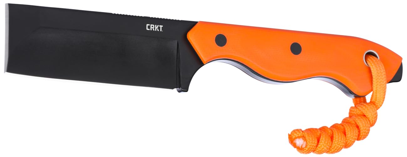 CRKT Razel Everyday Carry Fixed Blade Knife with Sheath: D2 Steel Plain Edge Blade, Orange G10 Handle, Molded Sheath, 4037ER