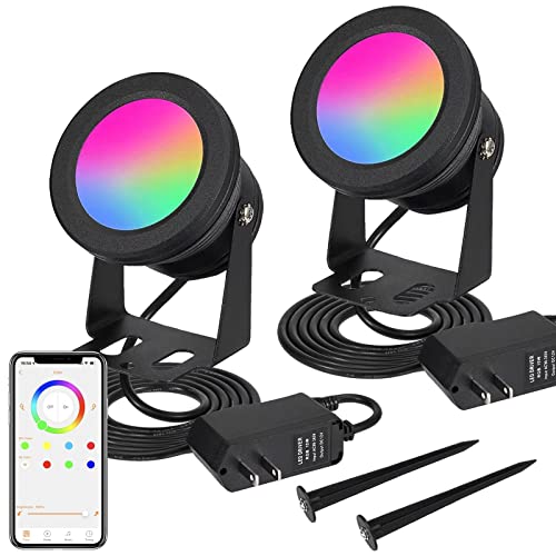 Atractligte BSDD-2 Spotlight, 15W Spot Lights Outdoor Rgb Ip67 Waterproof Landscape Spotlights With Bluetooth Dimmable For Smart Intelligent Yard Led,12V Low Voltage House Garden Path Decoration cover