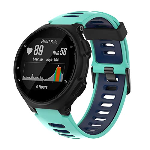 ANBEST Correa de Silicona para Garmin Forerunner 735XT/235/220/230/620/630, Correas Deportiva de Repuesto para Approach S20/S5/S6, Menta/Azul