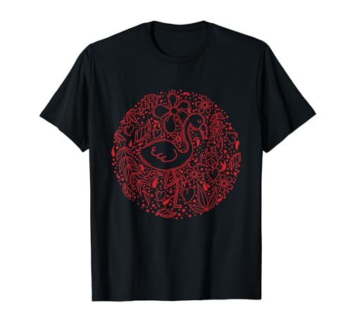 Flamenco con flores y corazones Camiseta