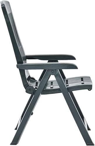Miniatura 4 de vidaXL Sillas reclinables de plástico verde para patio, ligeras, resistentes a la intemperie, muebles de exterior con respaldo ajustable, juego de 2