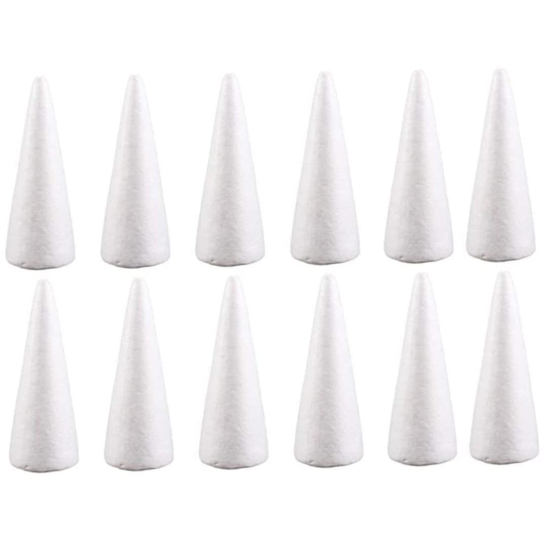 Foam Cones White Styrofoam Cone Crafts Foam Cone Christmas Tree Polystyrene Foam for Christmas Table Centerpiece Wedding Decoration (12pcs, 10CM) Crafts Foam Cone Christmas Tree Polystyrene Foa