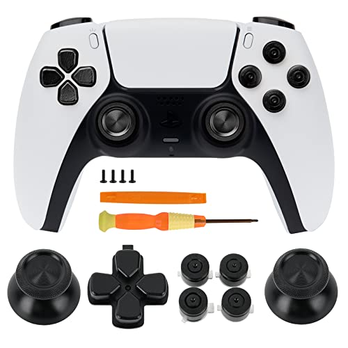 TOMSIN Metal Buttons Replacement Kit for PS5 Controller – Aluminum Thumbsticks & O X Square Triangle & Dpad Buttons Accessories Compatible with Playstation 5 DS Controller(Black) by TOMSIN - Used condition - US$14.25