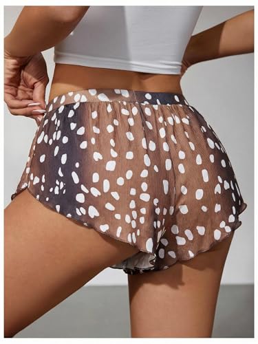 Image of MakeMeChic Women's Pajama Bottoms Floral Print Tie Front Micro Short Side Slit Summer Lounge Shorts