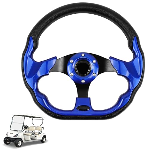 LOSCHEN Golf Cart Steering Wheel Universal Design Fit for Club Car Ds and Precedent EZGO RXV & TXT Fit for Yamaha Golf Cart Steering Wheel-Blue