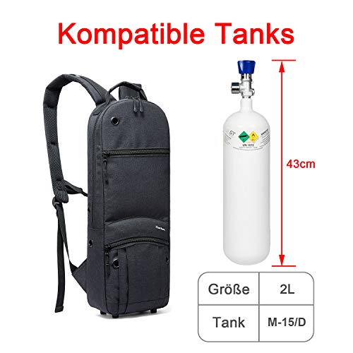 iGuerburn Rucksack für Größe D Tank (2.0L) Sauerstoffflasche O2 Sauerstoff Tank Tasche Träger für Zylinder (Schwarz)