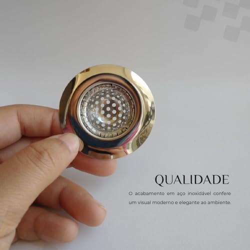 Kit 2 Ralos de Pia 5cm Inox Premium Para Banheiros ou Área de Serviço Segura Sujeiras Não Enferruja