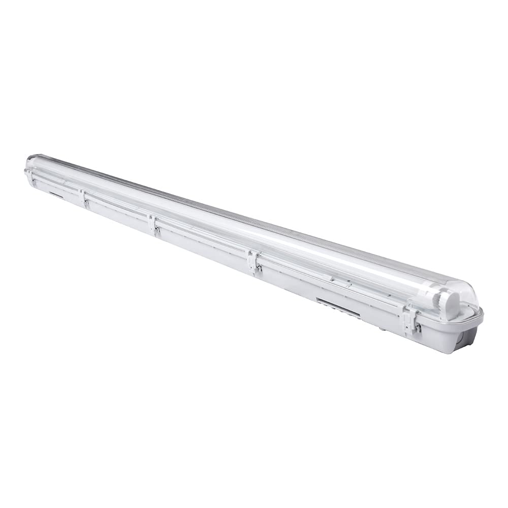 Ikodm Reglette LED lámpara LED para ambientes húmedos, 18W, IP65, tubo LED de 120 cm, 1530 lm, sin parpadeos, tubo T8, para oficina, almacén, cocina, aparcamiento al aire libre, blanco neutro 4000 K