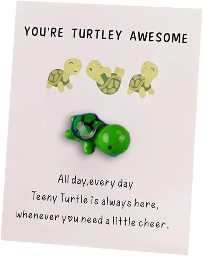 Mini Pocket Hug Turtle, You're Turtley Awesome Inspirational Gift with Card, Thank You Note Cards Greeting Card Mini Sea Turtle Figure Pocket Hug Gift