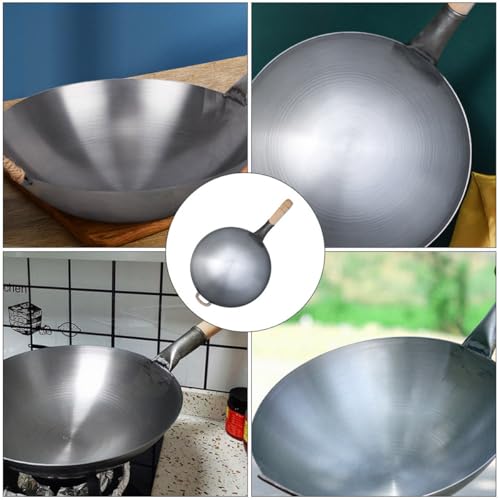 Wok de hierro fundido 32 cm con mango de madera miniatura 6