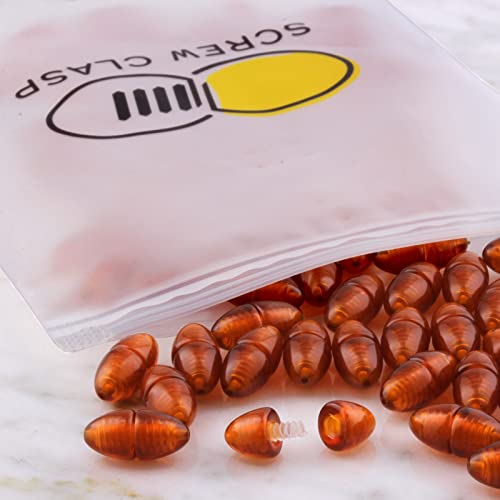 10Pcs Screw Clasps For Amber And Gemstone Beads Jewelry | Twist Clasps For Beaded Bracelets And Necklaces | Screw Closure | Amber Colours - Glossy Finish (Cognac Cog2) #TOP4