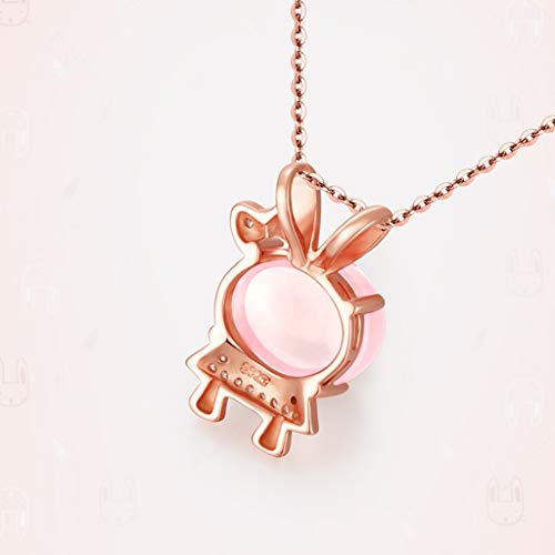 Collier en quartz rose résistant et cristal pendentif lapin - 2