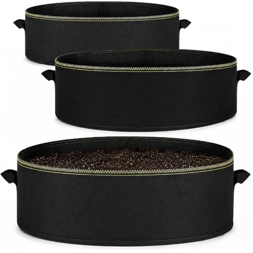 Praknu Hochbeet Pflanzsack 70L - 3 STK aus Vliesstoff mit 3 Pflanzenschilder zum Beschriften - mit Griff - Für Gemüse, Pflanzen & Blumen - Stofftöpfe - Grow Töpfe - Pflanzbeutel - Blumentopf Stoff