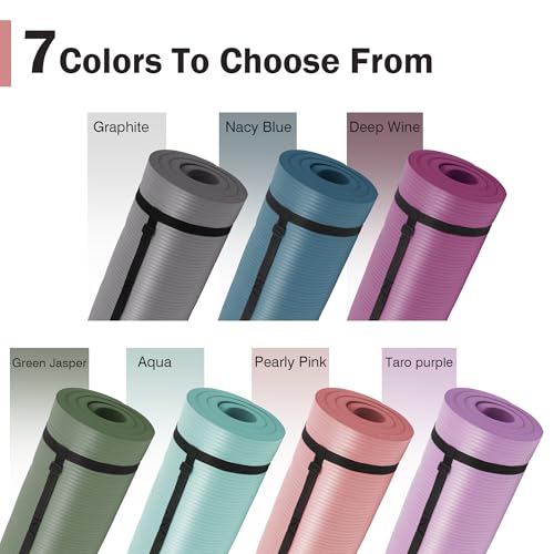 balancefrom yoga mat 1-inch extra thick high-density exercise mat with non-slip surface amp carry strap for men amp women tear-resistant pilates workout mat for home gym floor fitness multiple colors