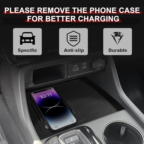 Image of Muslogy Center Console Inserts Compatible with Honda Pilot 2023-2026 /2026 Passport Accessories, Center Console Wireless Charger Protective Mat Liner Anti-Slip Phone Charge Area Charging Protection