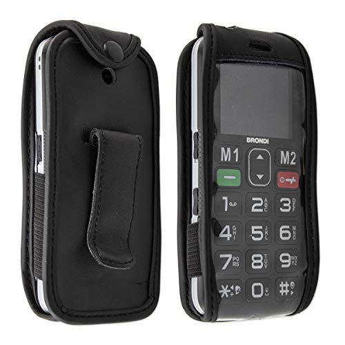 caseroxx Leather-Case with belt clip compatible with Brondi Amico Semplice + made from genuine leather